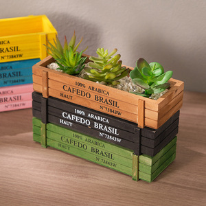 Wooden Storage Box <b>Rectangular</b> Multi Color Engraved Solid Wood Bonsai <b>Flower</b> <b>Pot</b> Decorative Container - Product Image 3