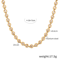 Modisches Schmuckset mit Farbzirkonia-Kette, 14K/18K Vergoldeter Edelstahl, Anlaufgeschütztes CZ Tennis-Armband und Halskette für Damen