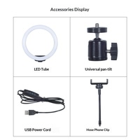Anneau lumineux LED de 14 pouces, 12W, alimenté par USB, à intensité variable, couleur réglable, blanc chaud, pour diffusion en direct
