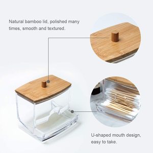Jar Apothecary PS Acrylic Organizer Cotton Swab Ball Pad Bud Holder Qtip Jar Clear Apothecary Bathroom Makeup Sponges Hair Band With Lids