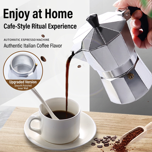 Caffettiera <span class=keywords><strong>Moka</strong></span> Ottagonale Classica in Alluminio Resistente per Espresso <span class=keywords><strong>da</strong></span> Fornello, <span class=keywords><strong>da</strong></span> 1 a 14 Tazze, Colori Argento Rosso Nero, Ingrosso OEM ODM - Product Image 2