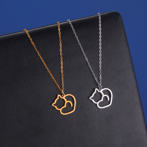 Myshape carino gattino gatto ciondolo collana in acciaio inox collo animale catena gioielli di moda regalo per le donne ragazze amico 2024 - Product Image 3
