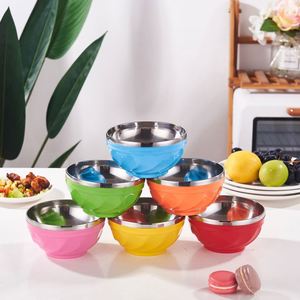 Tazones Desechables de Acero Inoxidable de 13/15/17 cm con Tapas, Coloridos, para Sopa, Ensalada, Fideos, Resistentes al Calor, Vajilla para Fiestas - Product Image 1