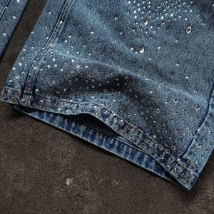Pantalones Vaqueros Anchos de Mezclilla con Pedrería, Estilo Baggy, Lavado Vintage, Personalizados para Hombre - Product Image 6