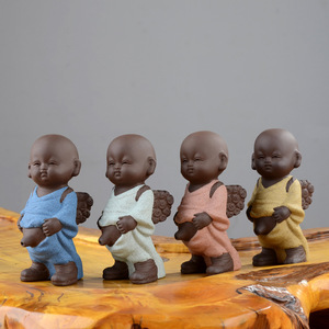 Vente en gros de figurines de thé traditionnelles chinoises en argile Zisha, plateau du zodiaque Dragon, statues de Bouddha riant, animaux en céramique pour le thé Gongfu, moines - Product Image 2