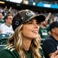 Gorra Trucker de 6 Paneles con Camuflaje, Logotipo Personalizado de Calidad Premium OEM, Richardson 112, Parche de Cuero Bordado, Cierre a Presión, para Hombre