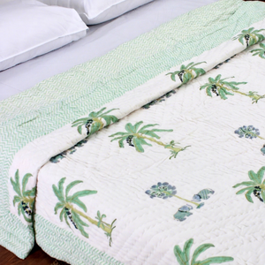 Cubrecama y Colcha Acolchada 100% Algodón con Estampado Artesanal Indio, Lavable, para Uso Hotelero, Venta al Por Mayor - Product Image 1