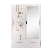 Prix de gros Porte coulissante amovible en acier Design Almirah Motif imprimé Armoire en métal Armoire à vêtements lemari pakaian
