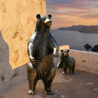 Sculpture de couple d'ours en bronze - Statue animale 3D artisanale en bronze moulé à la cire perdue pour anniversaire et Fête Nationale, sculpture en bronze