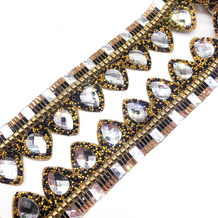 iron on black rhinestone trim for carnival costume crafting DIY Festival events Costume accessories trimming