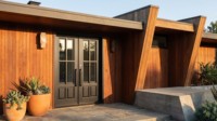 Porte d'entrée carrée en fer forgé LINCAI de style postmoderne |   Porte extérieure double à grille verticale 4 panneaux, forgée à la main, thermique, pour cour