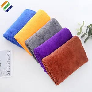 Serviette de nettoyage de voiture en peluche 500gsm en vente en gros Serviette de séchage de voiture en microfibre absorbante sans bord