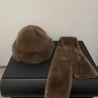 Ensemble Chapeau et Écharpe en Fausse Fourrure de Renard pour Femmes, Protection Contre le Vent, Chaud et Doux, Prêt à Porter