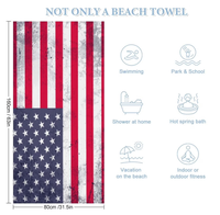 Serviette de plage américaine personnalisée de haute qualité pour le 250e anniversaire, anti-sable et absorbante, serviette de voyage pour la plage et l'extérieur