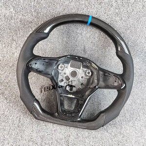 Volante in fibra di carbonio per <span class=keywords><strong>Volkswagen</strong></span> Golf R 2014-2019, Jetta 8, GTI Mk3, MK6, MK8 e versioni migliorate, con tre razze in carbonio e rivestimento in pelle - Product Image 5