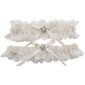 Fornitori di nozze 2pcs Da Sposa Giarrettiera Sexy Delle Donne di Strass Bianco di Pizzo Gamba Bowknot Giarrettiere - Product Image 2