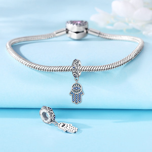 Venta al por mayor de colgantes de cobre blanco prefabricados con diseño de Ojo de Fátima, accesorios para pulseras y joyería DIY - Product Image 2