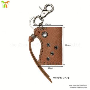 Retro Design Pu Leather Keychain Hand-Stitched Holder Compact Portable Pouch <b>Lighter</b> Case - Product Image 3