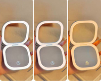 Miroir cosmétique LED portable pliable personnalisé avec logo, écran tactile intelligent, grossissant, double face, USB