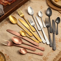 Ensemble de couverts en acier inoxydable 4 pièces, argenté, luxe, pour mariage, couteau, fourchette, cuillère, motif rose, finition miroir, vaisselle
