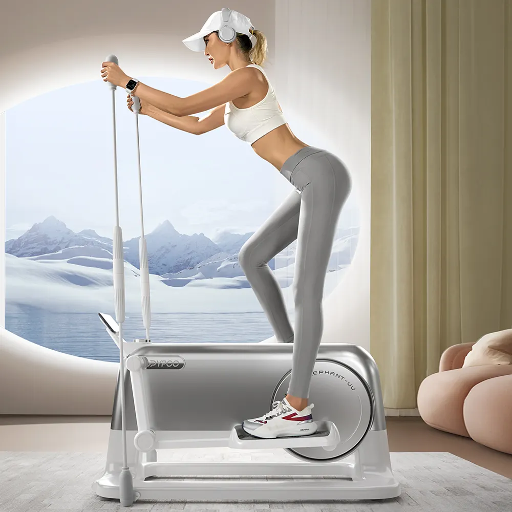 YPOO Elliptical Cross Trainer Mini, latihan elips menghasilkan sendiri dengan aplikasi YPOOFIT rumah portabel kebugaran elips