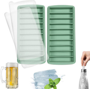 Reusable Narrow Silicone Long Ice Stick Cube Tray With Lid for Small Mouth <b>Water</b> <b>Bottle</b> - Product Image 1