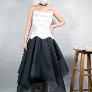 Fabuleux classique Overbust Corset avec os en plastique Soutient la colonne vertébrale sans jupe Grace Satin Tube Top Body shaper - Product Image 5