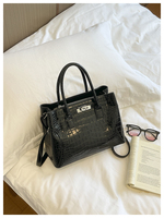 Sac fourre-tout de luxe léger pour femme en similicuir croco, sac à bandoulière en PU multi-compartiments, clous métalliques au fond, logo personnalisé