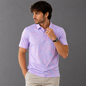 Polo con Estampado Abstracto de Lavanda Morada para Hombre, Ropa de Golf de Alto Rendimiento, Secado Rápido, Casual, Elástico, Venta al Por Mayor, Disponible en Stock, Verano - Product Image 2