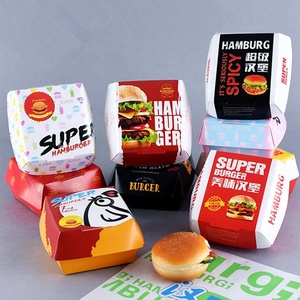 promoción personalizado blanco de impresión de cartón desechables cajas de la cocina de papel de hamburguesa caja de embalaje - Product Image 1