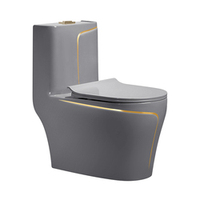 Inodoro Toilette de luxe en céramique monobloc porcelaine ligne dorée cuvette de toilette de couleur noire pour salle de bain