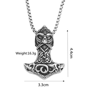 Yunnique-collar con colgante de martillo de Thor vikingo de acero inoxidable Retro nórdico para hombre, joyería de regalo - Product Image 5