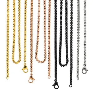 Wholesale 2.0 / 3.0 / 3.5 / 4.0 / 4.5 / 5.0 / mm Silver / Gold / Rose gold / Black stainless steel square rolo necklace chain