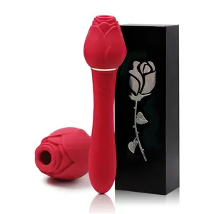 New mute female handle Rose vibrator Masturbation stick Liquid silicone massage Sucker Rose Vibrator for women