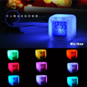 Multi Color Alarm Clock Square <b>Led</b> Silent <b>Night</b> <b>Light</b> Electronic Clock With Temperature Display - Product Image 2