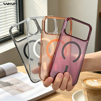 Coque de téléphone magnétique transparente givrée de haute qualité VAWI B534 pour iPhone 17 18 Pro Max, coque arrière rigide antichoc en PC