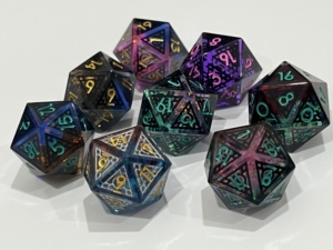 <span class=keywords><strong>Dés</strong></span> en résine à noyau liquide, à bords tranchants, écologiques, gaufrés pour Dungeons & Dragons D4 D6 D8 D10 D12 D20 Jeux de rôle - Product Image 6