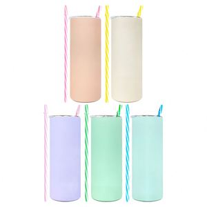 Skinny Matte Straight 20Oz Stainless Steel Double Wall Blank Sublimation Tumbler With Straw - Product Image 1