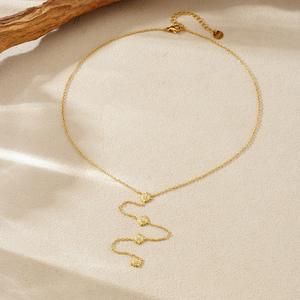 Collar de Acero Inoxidable al por Mayor, Estilo Minimalista con Estrella y Circonita, Collares en Forma de Y, Joyería Chapada en Oro de 18K para Mujer - Product Image 4