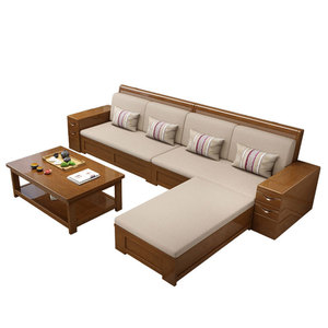 Dazhang Jiaju Solid Wood L-Shaped Sofa With Storage Modern Chinese Style Living Room Furniture For Small Apartments - Product Image 5