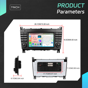 Autoradio Android Podofo 4+64G 7'' pour <span class=keywords><strong>Mercedes</strong></span>-Benz Classe CLC/Classe C W203, CarPlay/Android Auto sans fil, <span class=keywords><strong>GPS</strong></span>, WiFi, vente en gros - Product Image 4