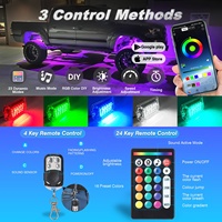Kit d'éclairage LED RGB à angle complet pour véhicule, 6 modules, contrôle via APP/RF, étanche IP67, contrôle double zone, mode néon sous carrosserie, mode musique, 12V