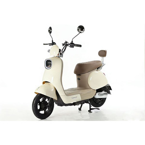Scooter Eléctrico Retro Color Crema con Ruedas de 14 Pulgadas y Motor en el Buje Trasero, Bicicleta Eléctrica Urbana para Adultos - Product Image 1