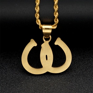 Collier populaire en acier inoxydable plaqué or avec pendentif fer à cheval et breloque en cristal taille princesse, chaîne à maillons - Cadeau pour occasions festives - Product Image 4