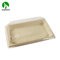 Boîte à lunch jetable biodégradable en papier de canne à sucre, résistante aux fuites et à la graisse, utilisable au micro-ondes, Harvest BP-02