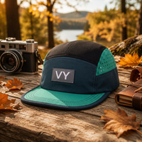 Casquette de course à 5 panneaux avec perforations découpées au laser et logo personnalisé, imperméable, casquette de performance à 5 panneaux