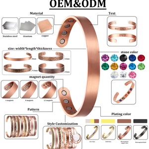 Women's Adjustable <b>Copper</b> Magnetic Therapy BioMagnetic Cuff <b>Bracelet</b> Fashion Jewelry - Product Image 3