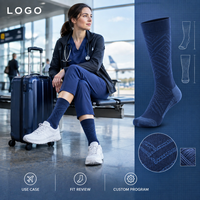 Chaussettes de compression sportives en polyester recyclé et élasthanne, jacquard tonal, avec soutien gradué du mollet, personnalisables OEM/ODM
