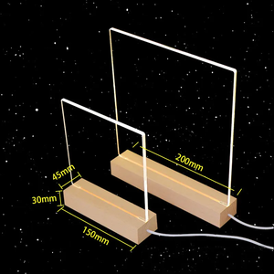 热销产品新款时尚3d亚克力台灯个性化心形空白信息面板记字板书写带底座的发光二极管夜灯 - Product Image 1