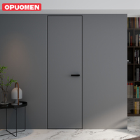 Cadre en aluminium Porte composite invisible Imperméable Insonorisé Minimaliste Intérieur Portes de salon Fini